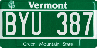 VT license plate BYU387