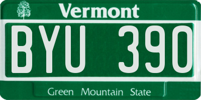 VT license plate BYU390