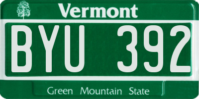 VT license plate BYU392
