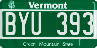VT license plate BYU393