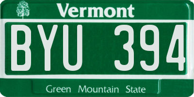 VT license plate BYU394