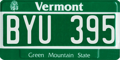 VT license plate BYU395