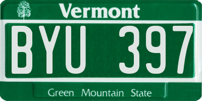 VT license plate BYU397