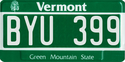 VT license plate BYU399