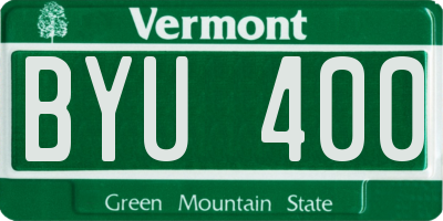 VT license plate BYU400