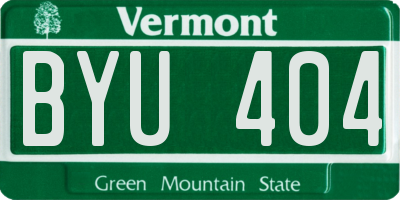 VT license plate BYU404