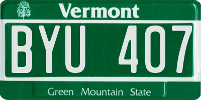 VT license plate BYU407