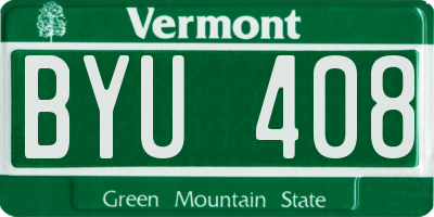 VT license plate BYU408