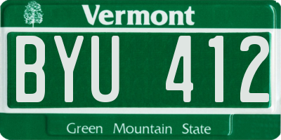 VT license plate BYU412