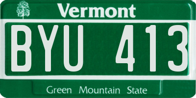 VT license plate BYU413