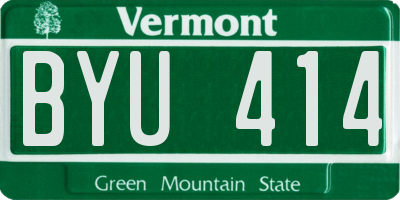 VT license plate BYU414