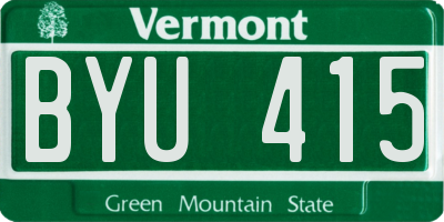 VT license plate BYU415