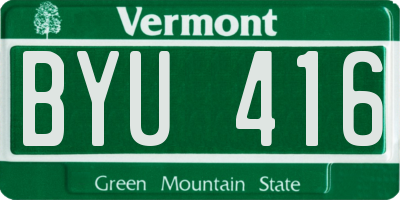 VT license plate BYU416