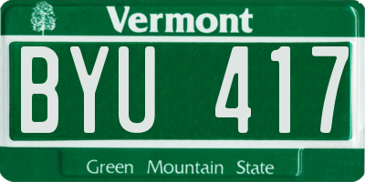 VT license plate BYU417