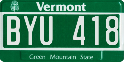 VT license plate BYU418