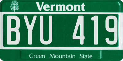 VT license plate BYU419