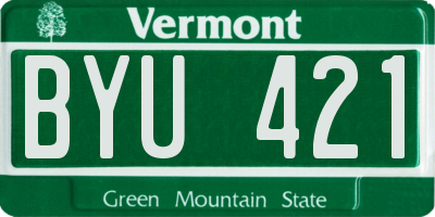 VT license plate BYU421