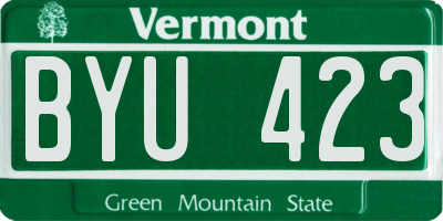 VT license plate BYU423