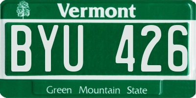VT license plate BYU426
