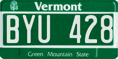 VT license plate BYU428