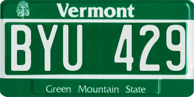 VT license plate BYU429
