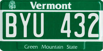 VT license plate BYU432