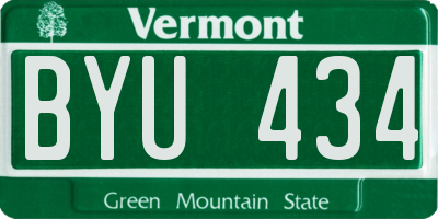 VT license plate BYU434