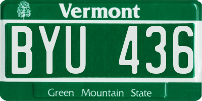 VT license plate BYU436