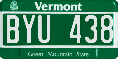 VT license plate BYU438