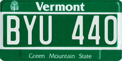 VT license plate BYU440