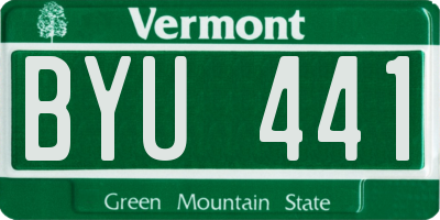 VT license plate BYU441