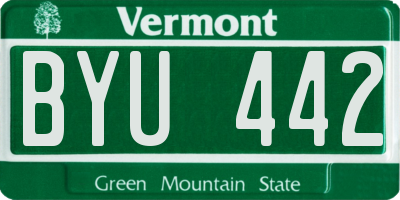 VT license plate BYU442