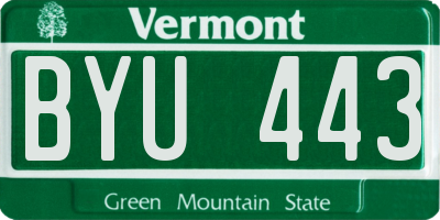 VT license plate BYU443