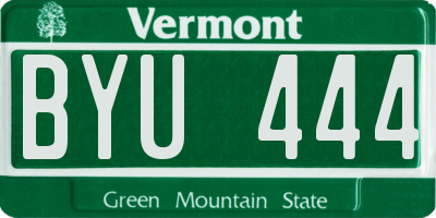 VT license plate BYU444