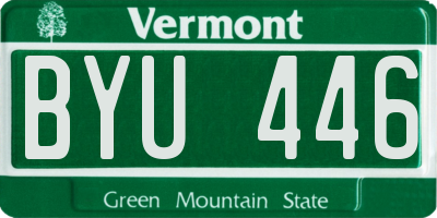 VT license plate BYU446