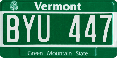 VT license plate BYU447
