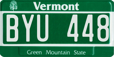 VT license plate BYU448