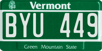VT license plate BYU449
