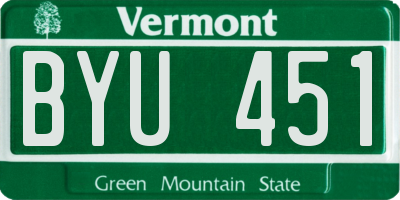 VT license plate BYU451