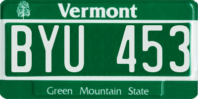 VT license plate BYU453