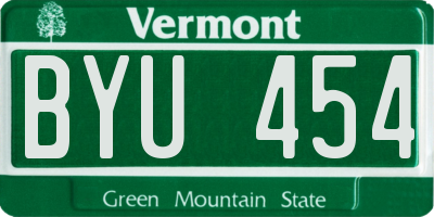 VT license plate BYU454
