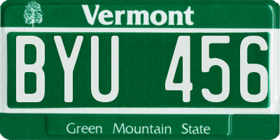 VT license plate BYU456