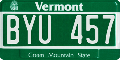 VT license plate BYU457