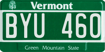 VT license plate BYU460