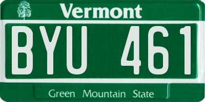 VT license plate BYU461