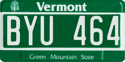 VT license plate BYU464
