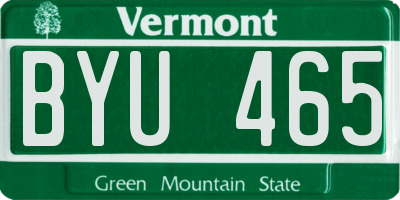 VT license plate BYU465