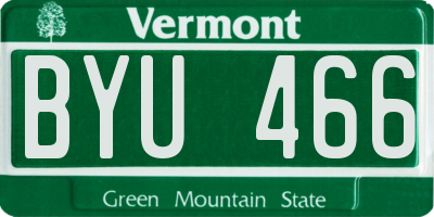 VT license plate BYU466