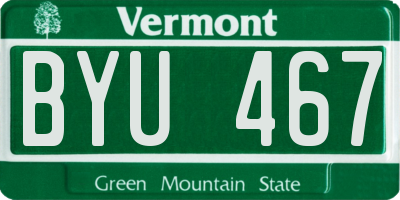 VT license plate BYU467