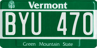 VT license plate BYU470